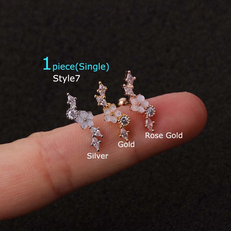 1piece Stainless Steel Helix Earrings Stud Rook Auricle Piercing 20G