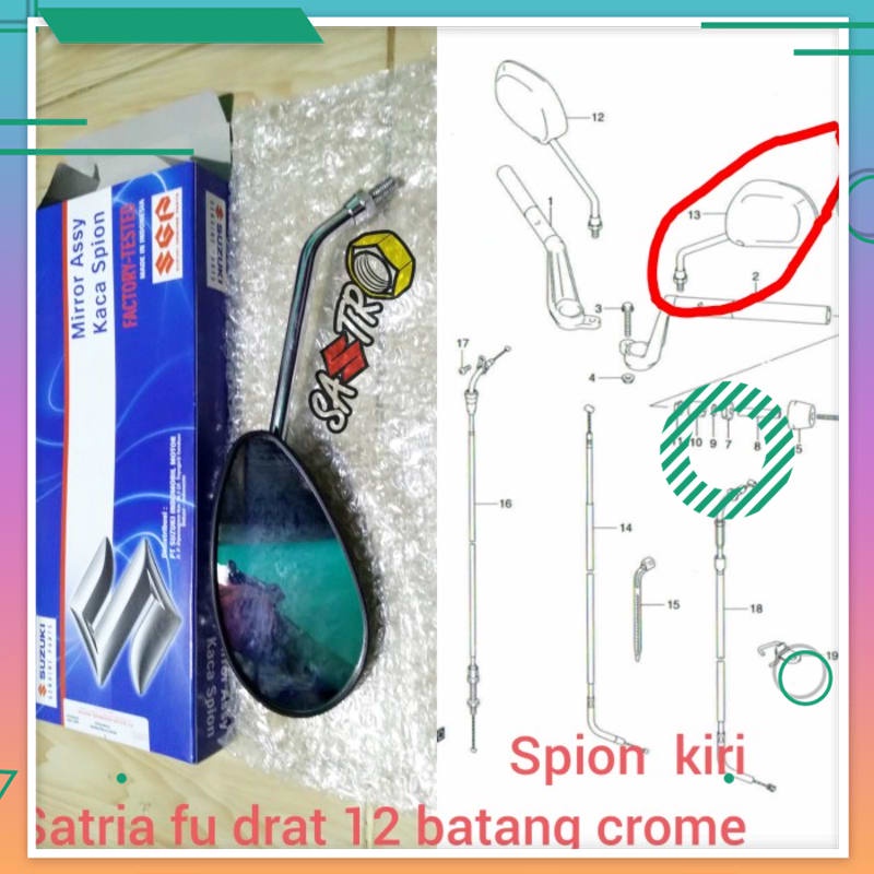 Jual Mirror Assy Spion Kanan Suzuki Satria Fu Drat 12 Batang Crome Ori Sgp  Indonesia|Shopee Indonesia