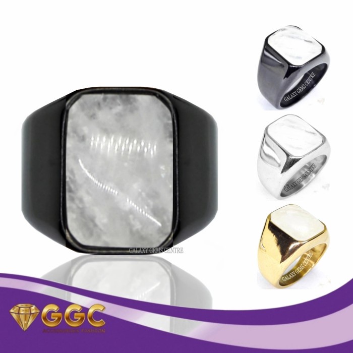 Cincin Batu Natural Giok Putih Jadeite Original