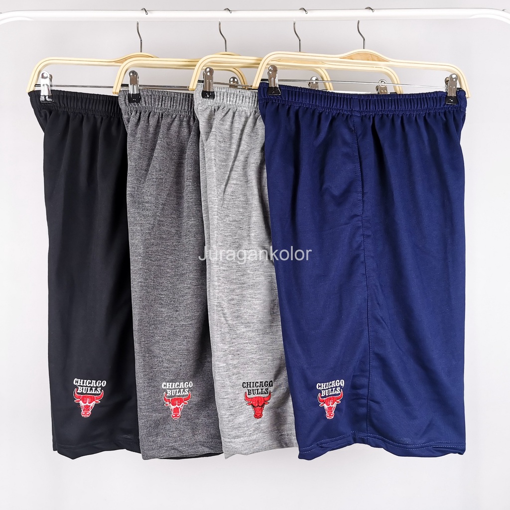 Celana Pendek Pria Jumbo Polos Kaos Baby Terry Bordir Basketball Team