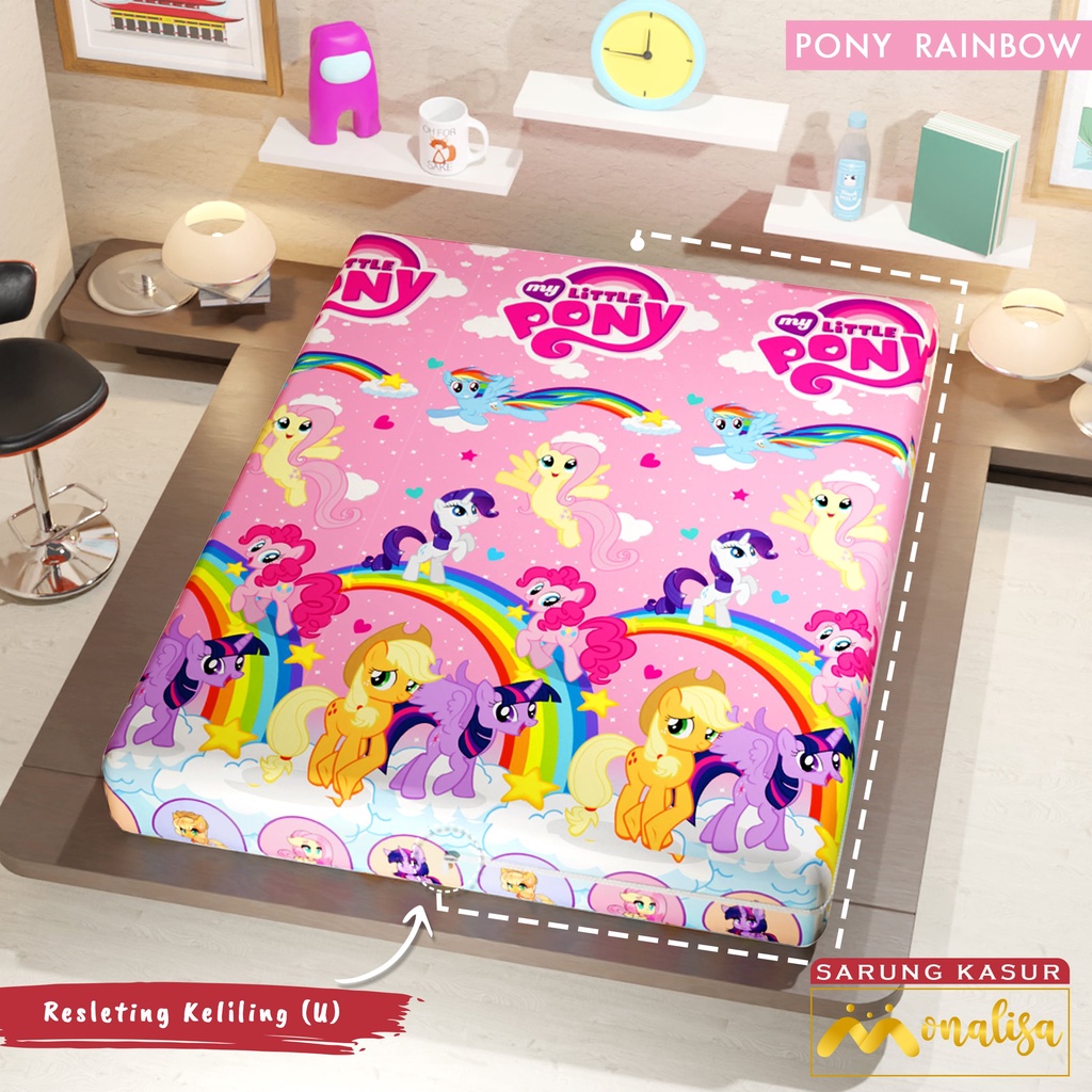 Monalisa Premium Sarung kasur Uk 160/180 T 15/20 - Pony Rainbow