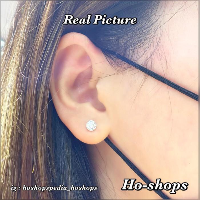 Nay / Giwang Soliter Mata Burung Mas Putih Kadar 750 Asli Emas