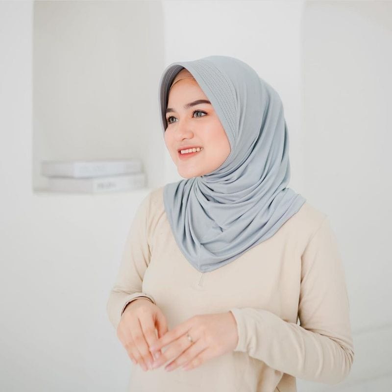 Bergo Sport Hijab Olahraga/Kerudung Olahraga/Kerudung Sporty-Silver