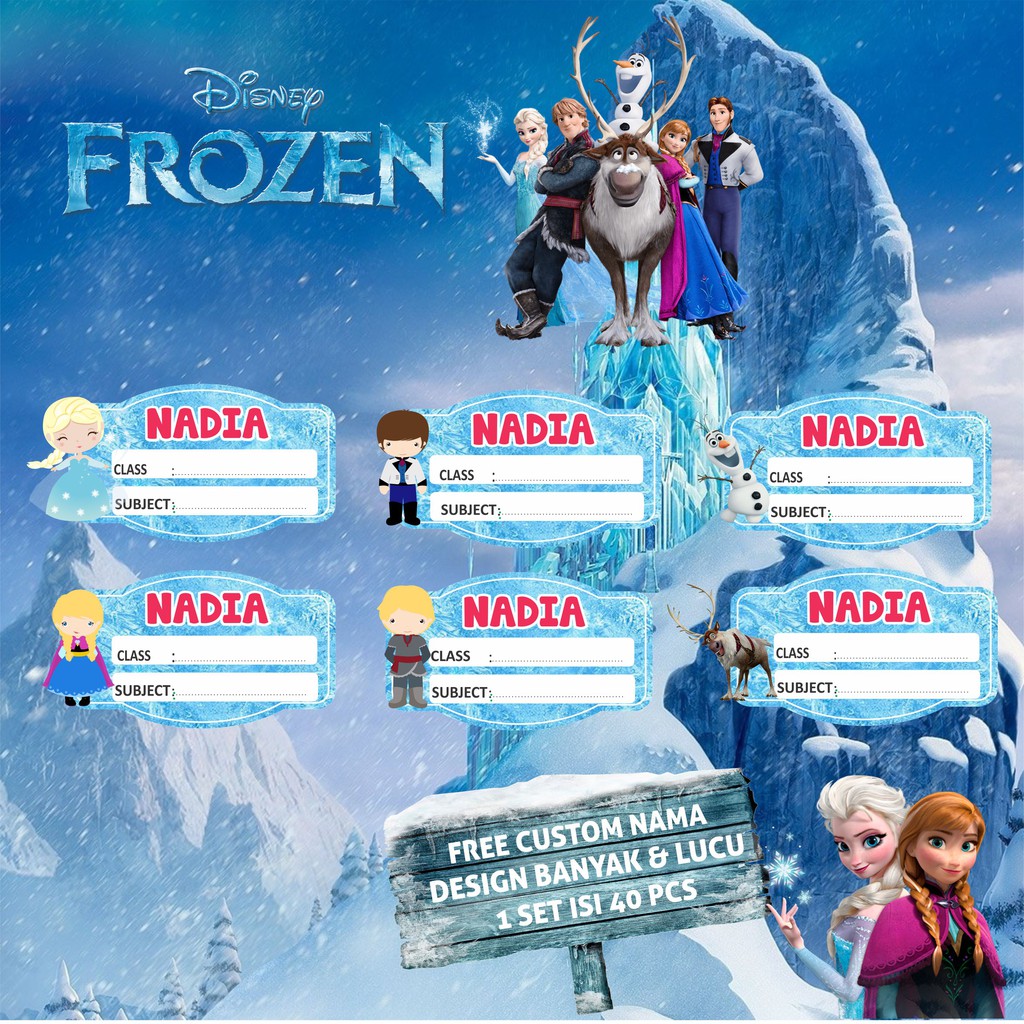 STICKER NAMA FROZEN / STIKER BUKU FROZEN / STIKER LABEL CUSTOM