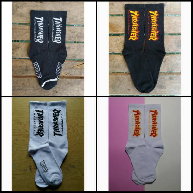Kaos kaki thrasher / kaos kaki skate / kaos kaki old school / kaos kaki motif thrasher api
