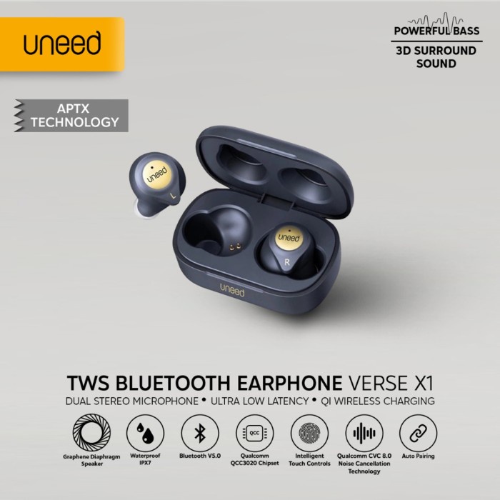 Uneed Tws Bluetooth Earphone Qualcomm Aptx Qcc3020 - Uep301