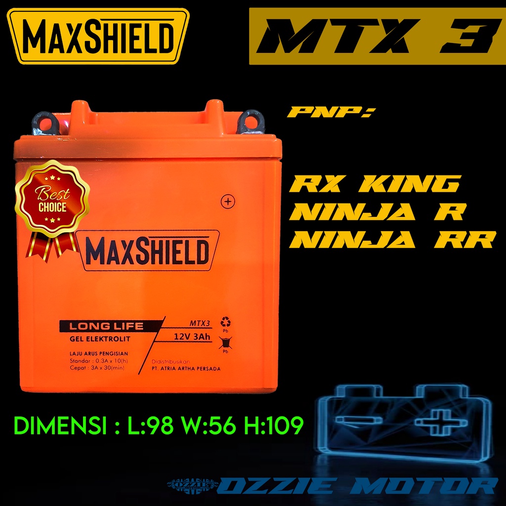 ACCU AKI BATTERY KERING MAXSHIELD MOTOR MTX3 YB3L RX King NSR NINJA