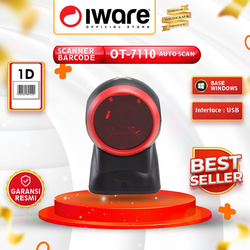 Iware Barcode Scanner Laser 1D Duduk Iware TO 7110 USB AUTO SCAN