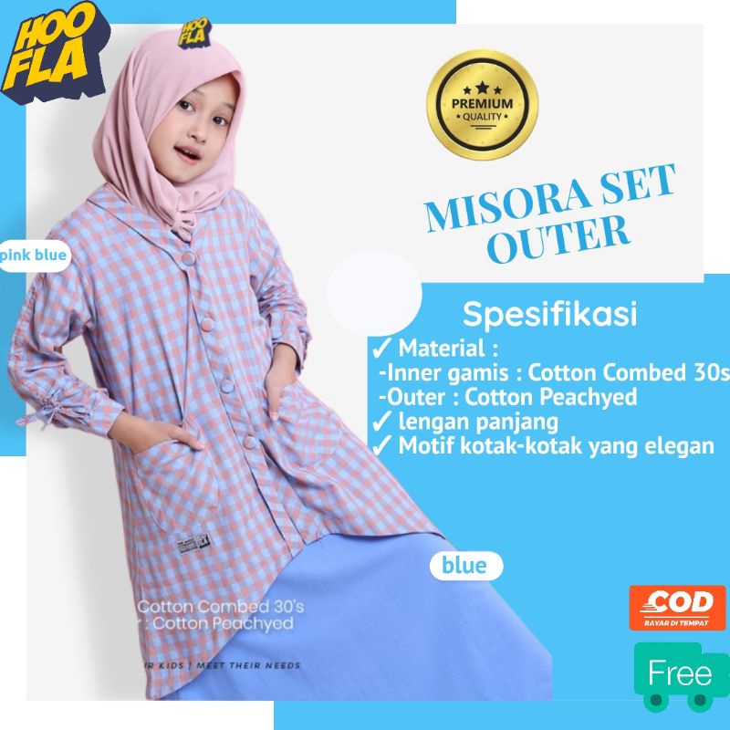 Gamis anak perempuan Setelan anak perempuan muslim MISORA Set Outer Hooflakids baju muslim anak pere