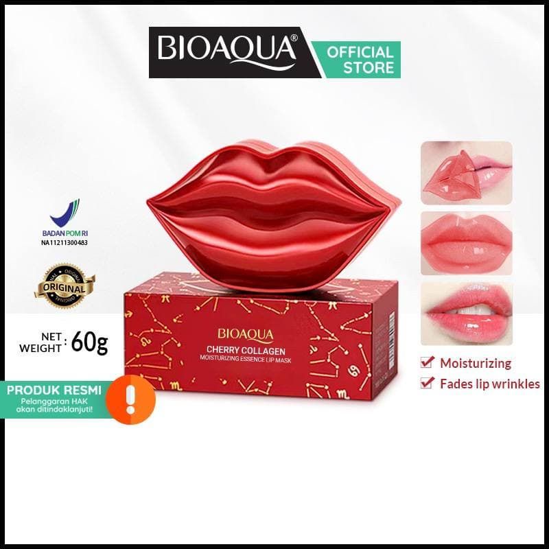 BIOAQUA masker bibir Cherry collagen Moisturizing Essence Lip Mask