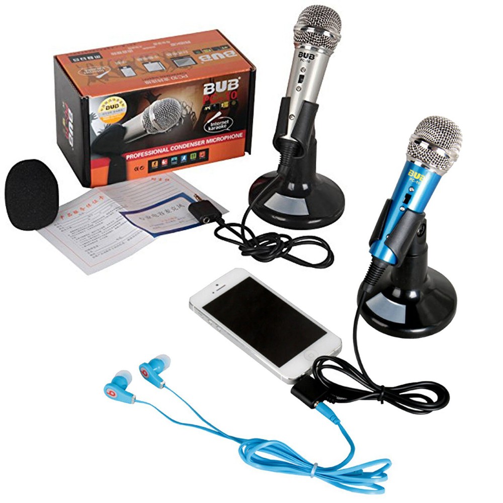 Mikrofon Kondensor Mic BUB PC 10 Dua Input 3.5mm Microphone untuk Smartphone PC