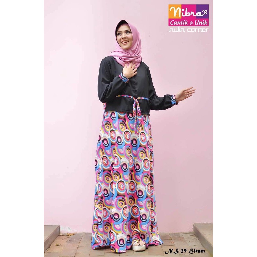 LARIS Model Busana Muslim Terbaru Nibras NS 29 Hitam ORIGINAL Baju Gamis Pesta