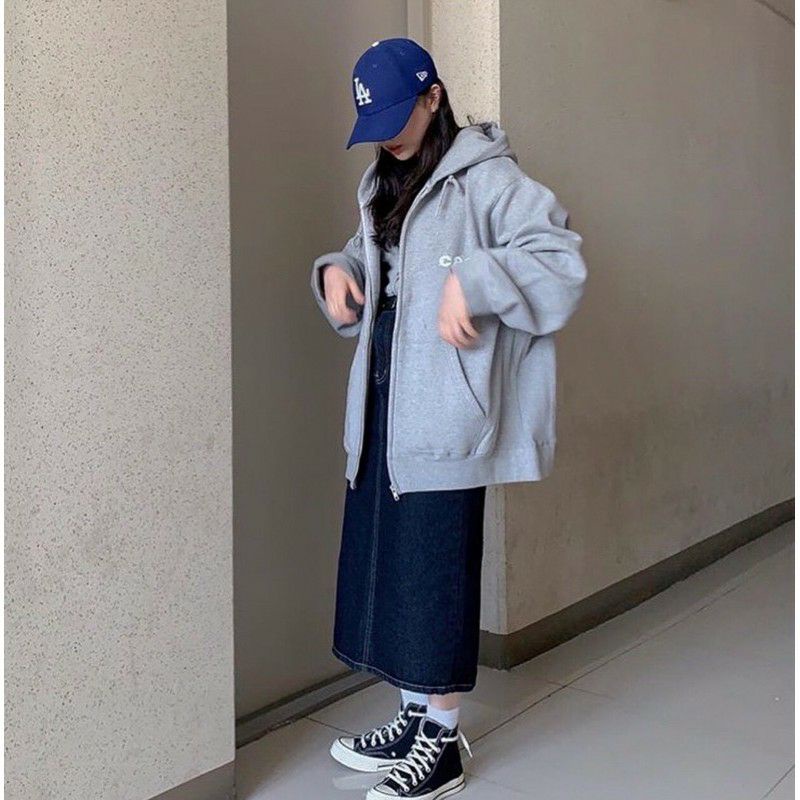 S - XXXXXL(6XL) Zip Hoodie CEC Jaket resleting BIG SIZE Women Korean Fashion OVERSIZE Fleece Jumbo Pria Wanita 5XL 4XL 3XL 2XL XL L M Jaketin aja Peach Orange Hitam Putih Baby Blue Denim Orange Beige Abu Abu Grey