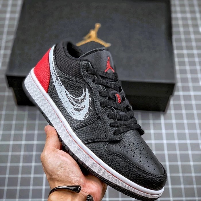 Nike air jordan 1 low brushstroke black red