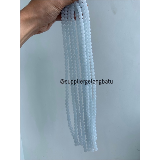 Bahan kalung Gelang clear white cat eye TANPA JARONG 8mm mata kucing