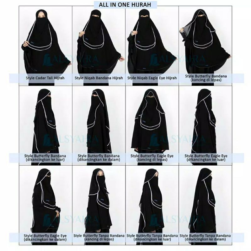 Niqab All In One Hijrah Size L 12 Style Alsyahra Exclusive