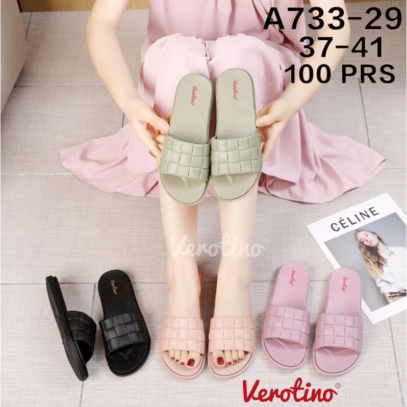 VEROTINO SANDAL JELLY WANITA  IMPORT SLOP FLAT SANTAI A733