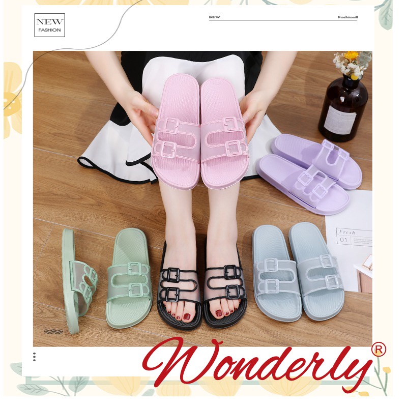 Sendal Selop Karet Jelly Wanita Wonderly Sandal Slop Jelly Cewek l V202-38