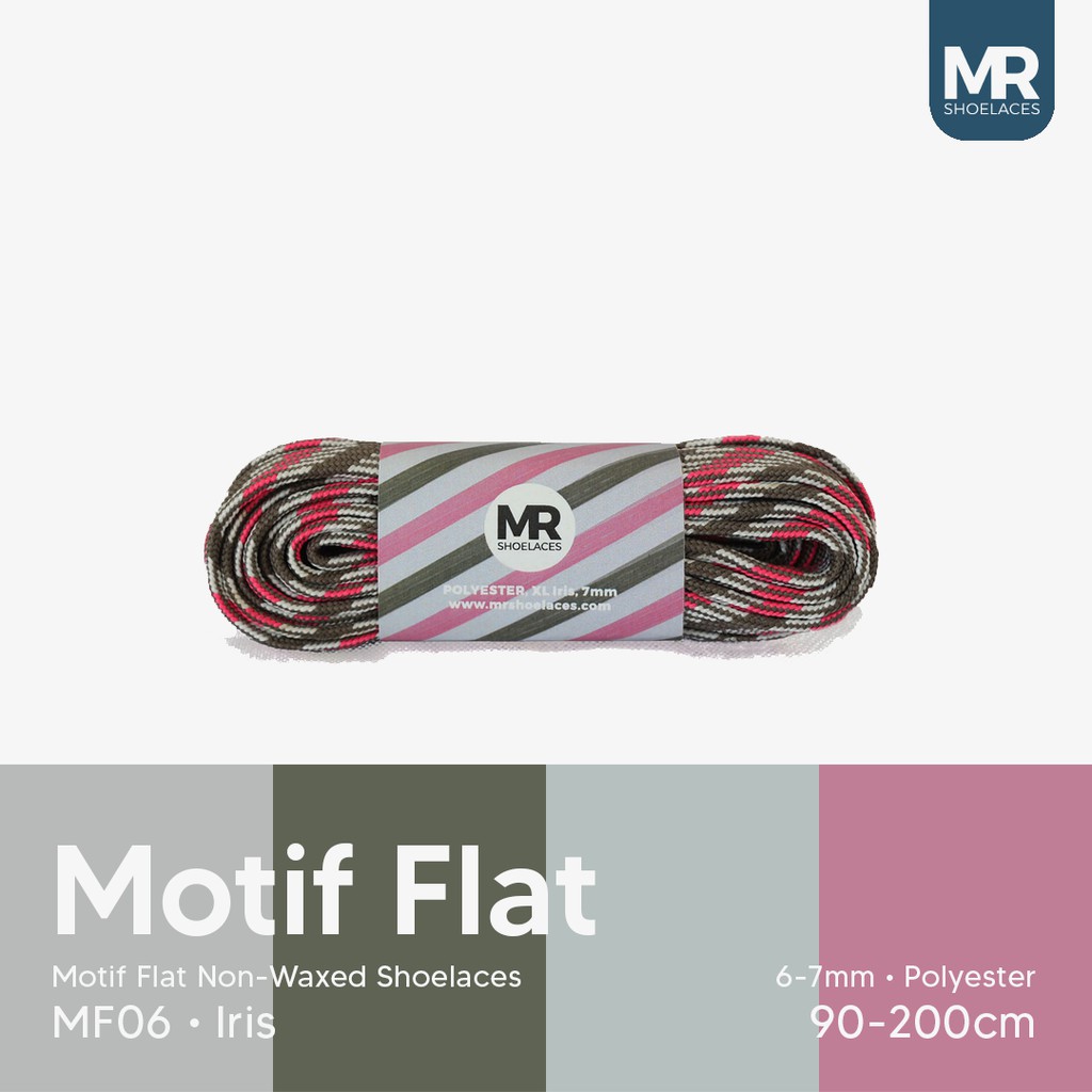 MR Shoelaces MF06 Iris Tali Sepatu Motif Flat Gepeng 90-200cm Lebar 6-7mm - Premium Shoelace