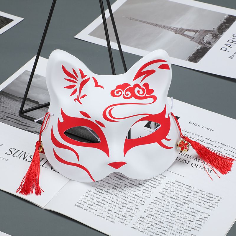 Topeng Kitsune Jepang Kitsune Mask Topeng Cosplay Festival Mask Halloween Half-Face Cosplay Fox