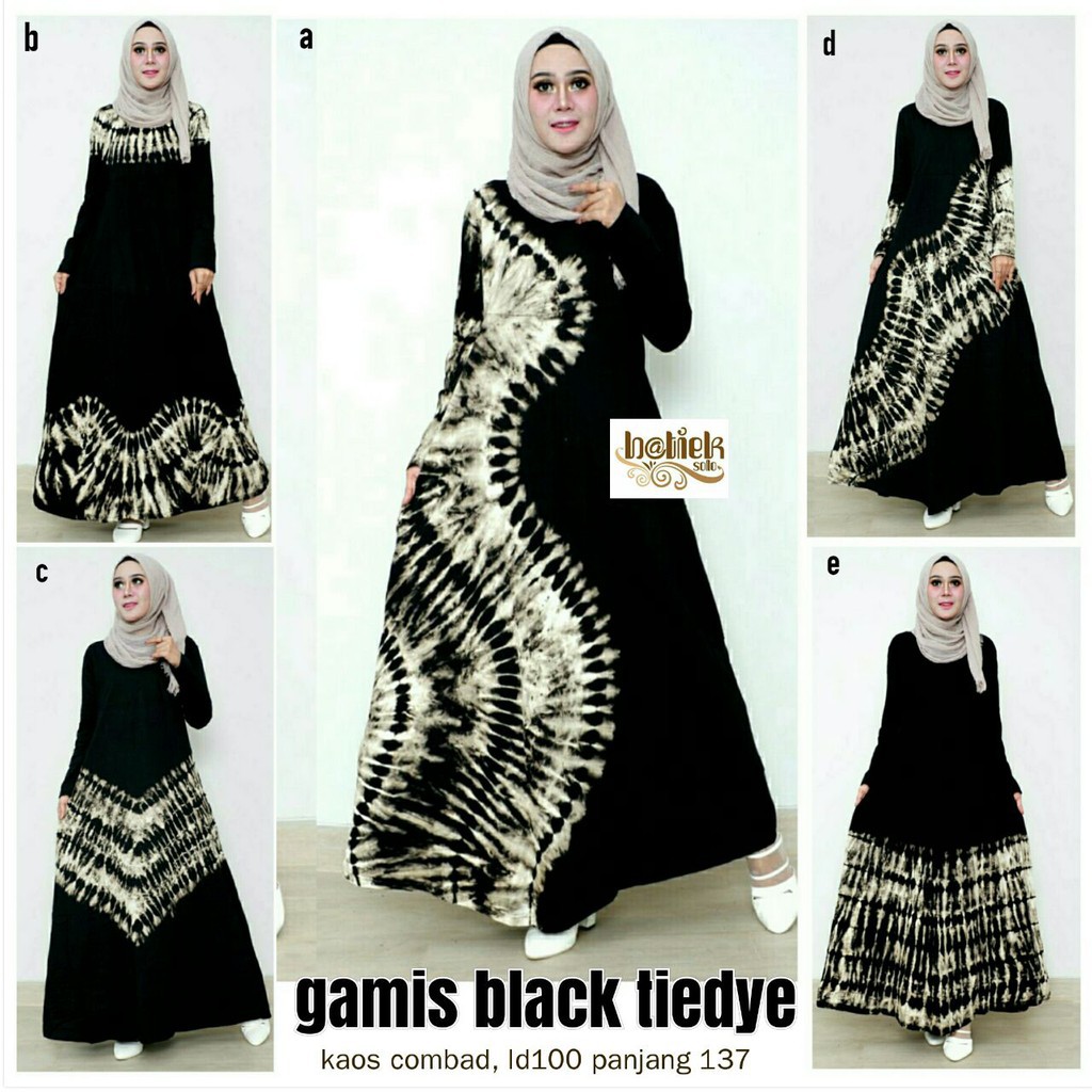 PROMO Batik Solo Gamis Black Tiedye Batik Amanah Surakarta