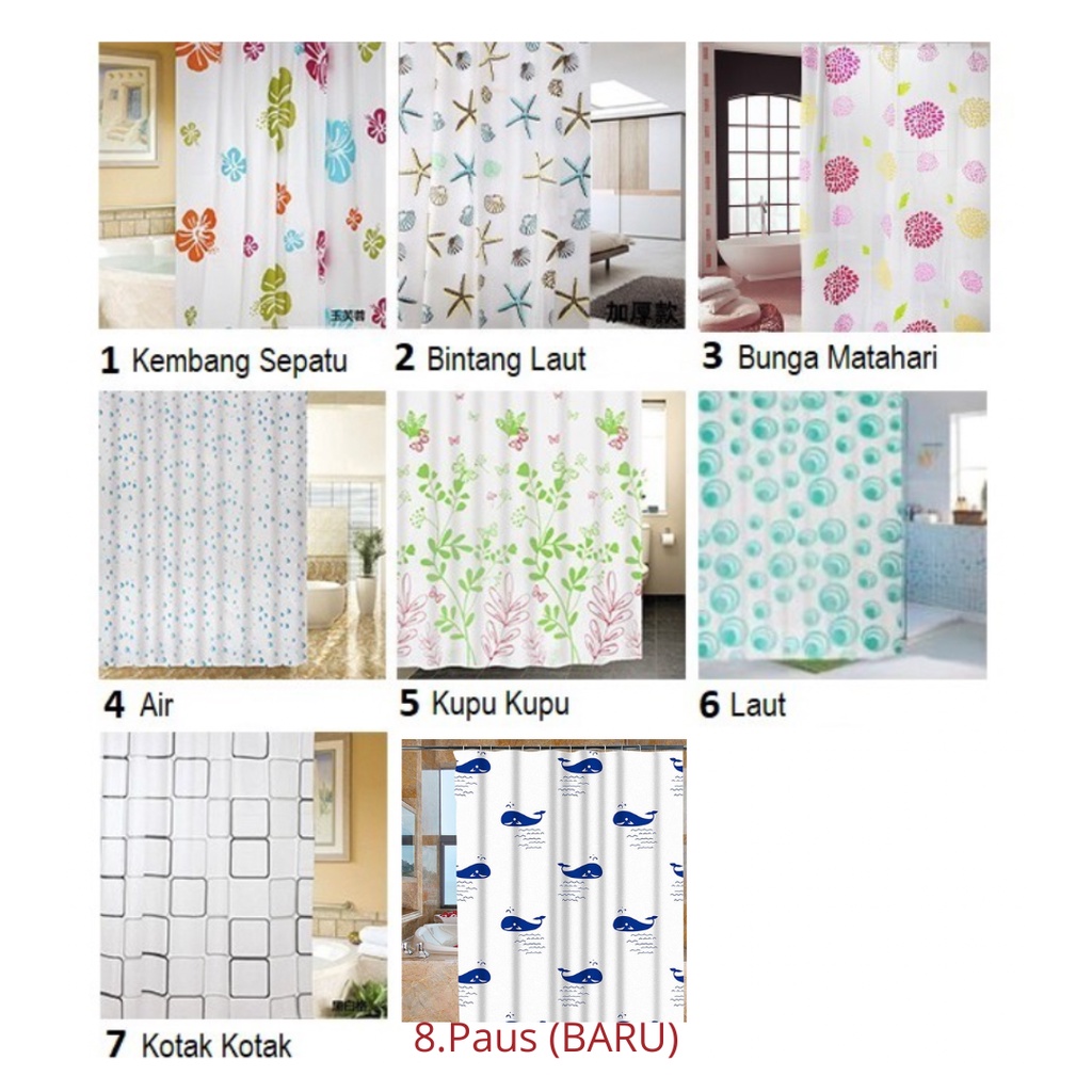 Tirai Kamar Mandi Bahan Tebal / Shower Curtain 180 x 180cm