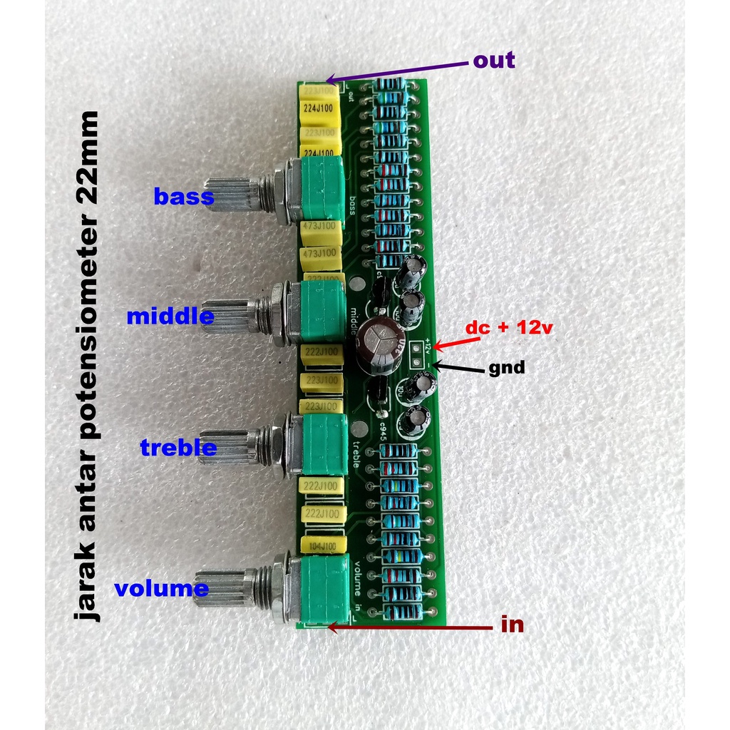 Modul Stereo Tone Control 2 Transistor Plus Middle