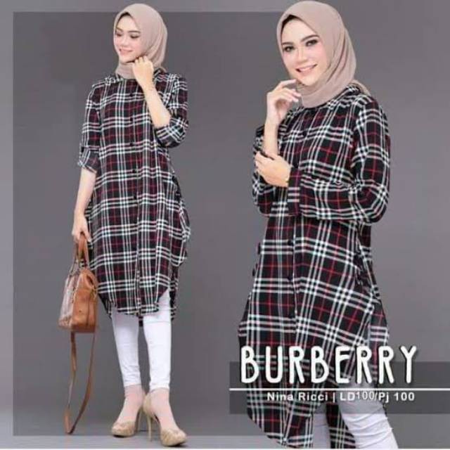 Burberry Pakaian Wanita Tunik Muslim Warna Hitam