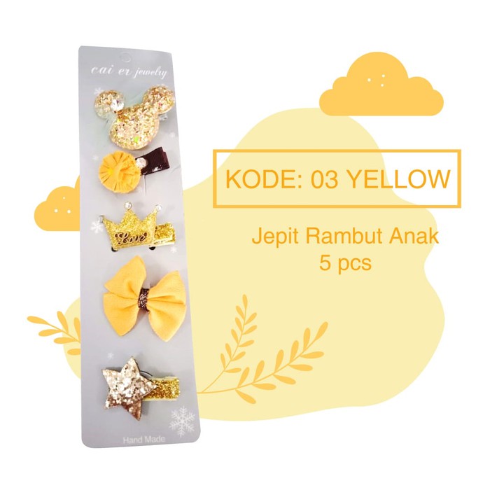 JEPIT RAMBUT ANAK / AKSESORIS RAMBUT ANAK PEREMPUAN 1 SET ISI 5 PCS