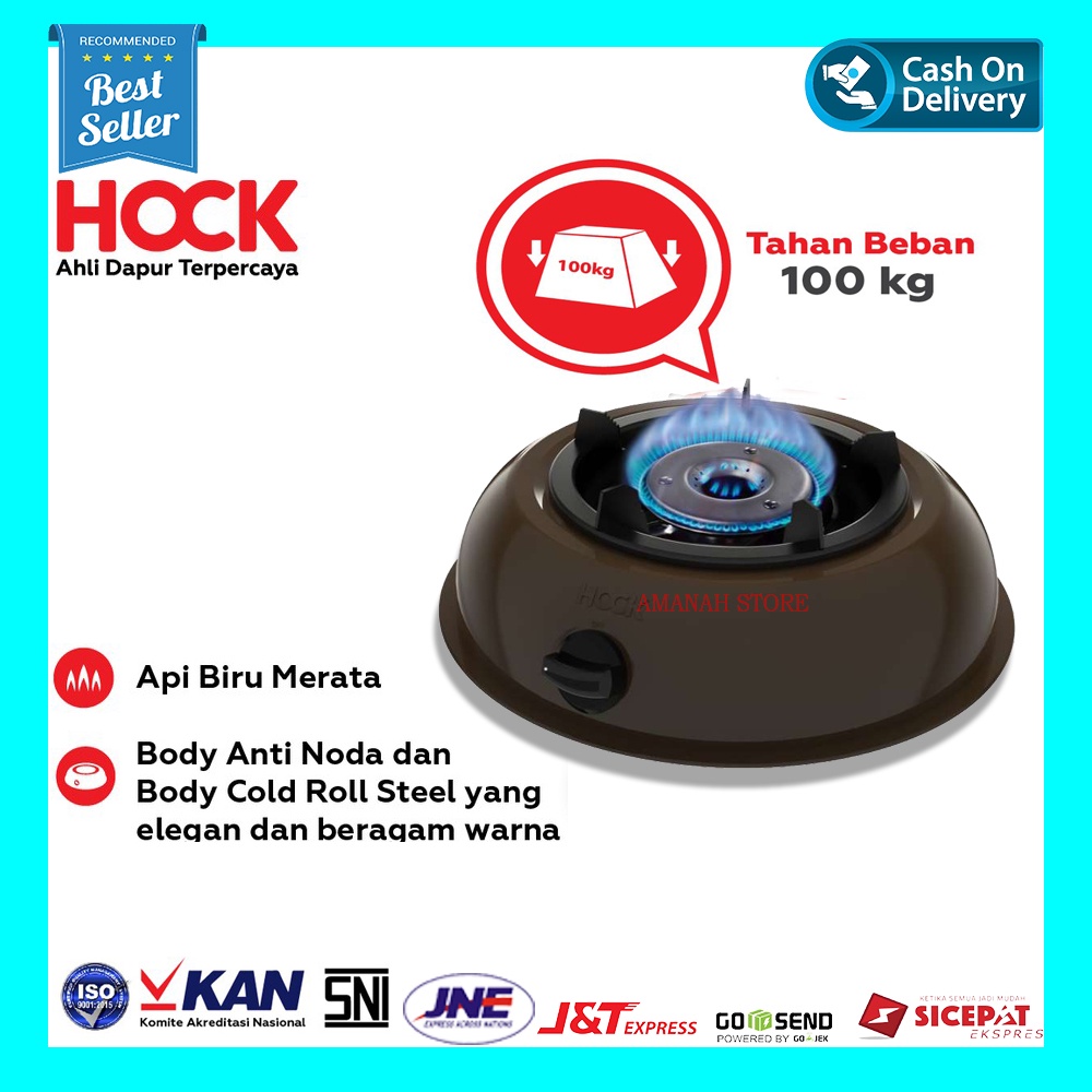 HOCK MUTIARA DELUXE 100MD Kompor Gas 1 Tungku Si Api Biru - WARNA COKLAT