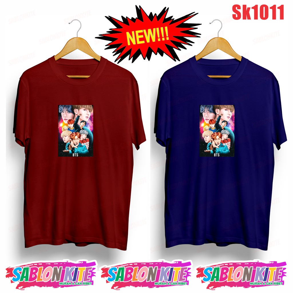 MURAH!!! KAOS KPOP SK1011 FOTO KARTUN JK SG FG RM V JIN JH JIN 8 WARNA UNISEX COMBED 30S