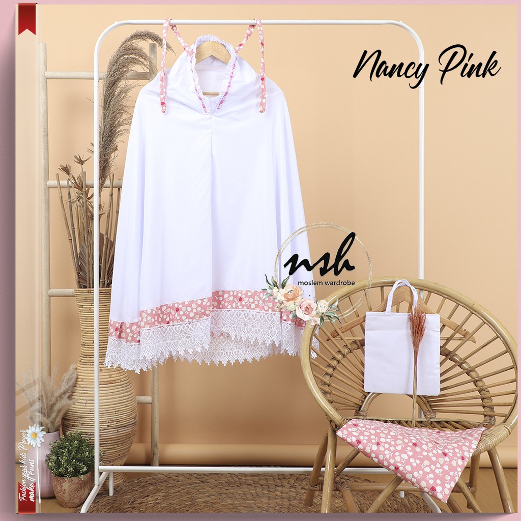 [𝓷𝓼𝓸] Mukena Anak Santri Renda Love (Muat Hingga Ukuran Tanggung banyak warna)-Nancy Pink
