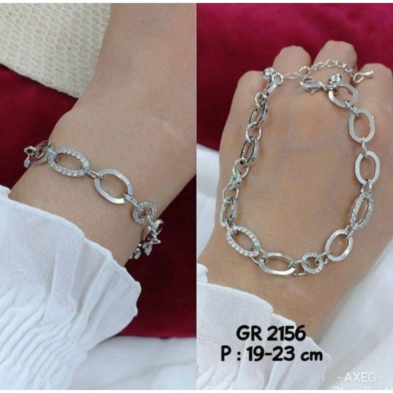 Gelang Tangan Rantai Permata, Gelang Tangan Wanita Titanium Anti Karat