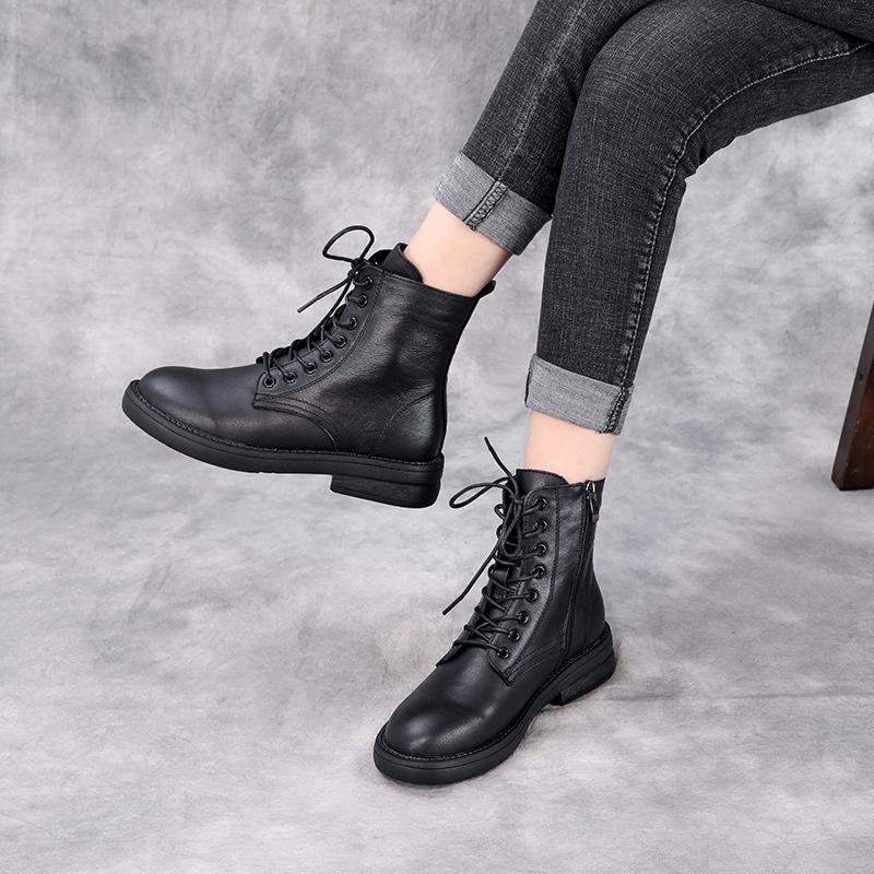 Martin Boot Cewek Wanita Dr. Martens Boots Wanita  Inggris    Sepatu 2020  Sisi Ritsleting Datar Sel