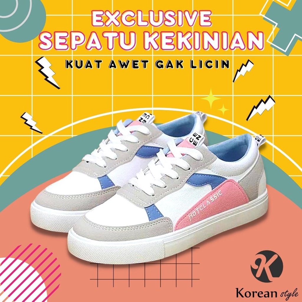Sepatu Sneakers Wanita Kekinian Terbaru Korean Style Sport Running Olahraga Santai Spatu Snekers Cew