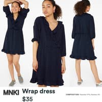 monki dress warped navy red polka