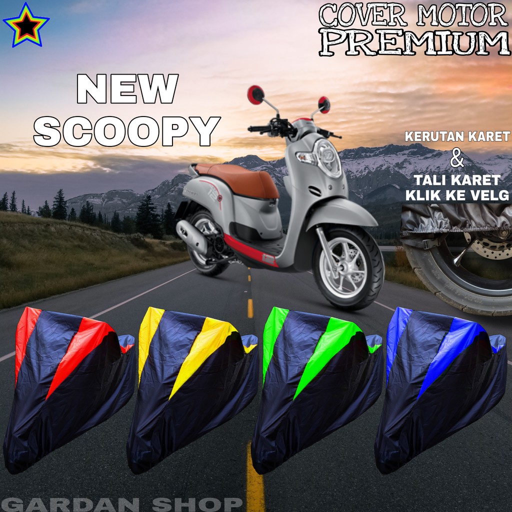 Sarung Motor NEW SCOOPY Hitam KOMBINASI Body Cover Penutup Pelindung Motor Scoopy PREMIUM