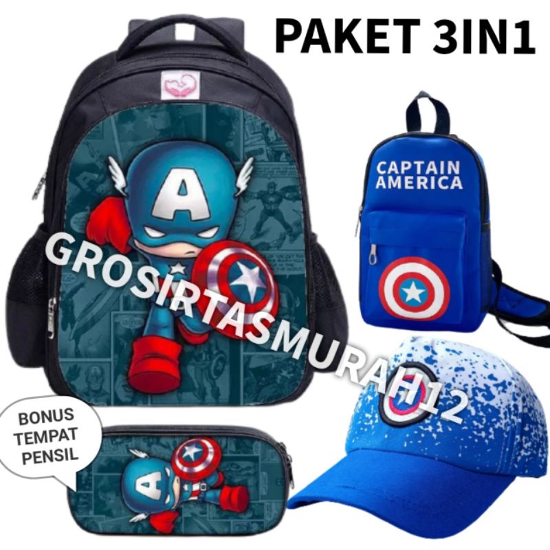 Tas ransel anak laki-laki Karakter super Hero Banyak Bonus- tas anak-Tas Anak Sekolah-Ransel Anak