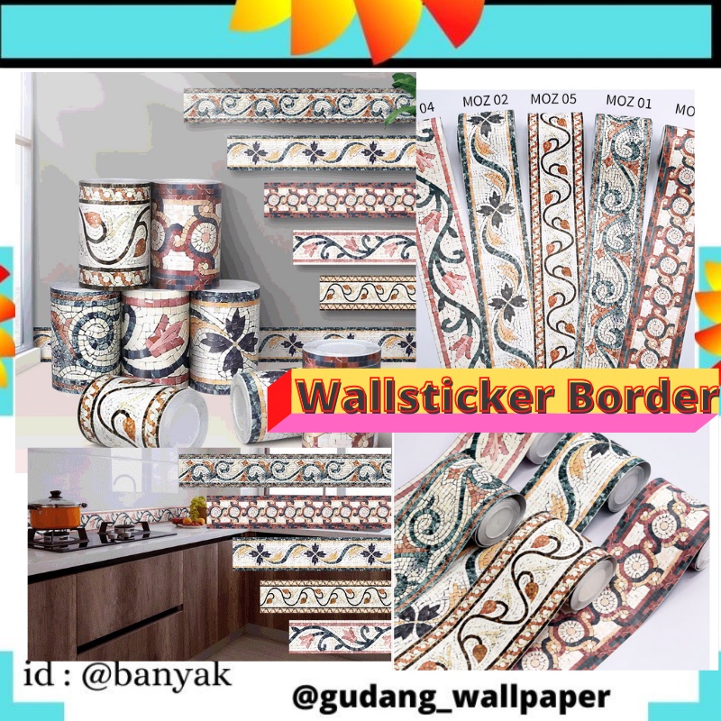 BORDER 139 WALLPAPER BORDER LIS LIST DINDING WALL PAPER STIKER STICKER DINDING TEMBOK MOTIF MOZAIK SETIKER TEMPELAN WALLPEPER WELPAPER WALLSTICKER BORDER DEKORASI TEMBOK HIASAN DEKORASI VINTAGE TEGEL KERAMIK KRAMIK LEMARI DAPUR DINDING KAMAR MANDI MURA