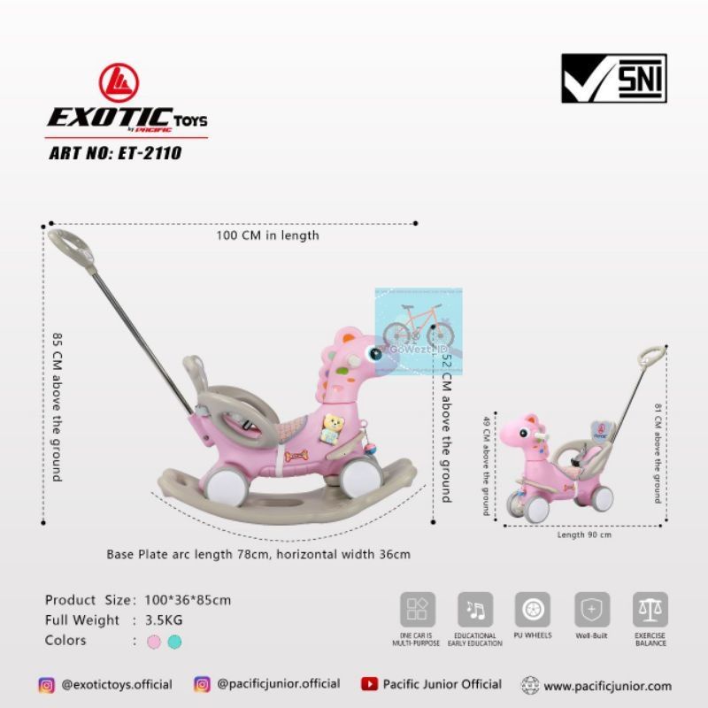 Sepeda Ride On Mainan Anak Kuda Kudaan Ayunan Anak EXOTIC ET-2108 2110 Model Dino Kuda Pony | High Quality