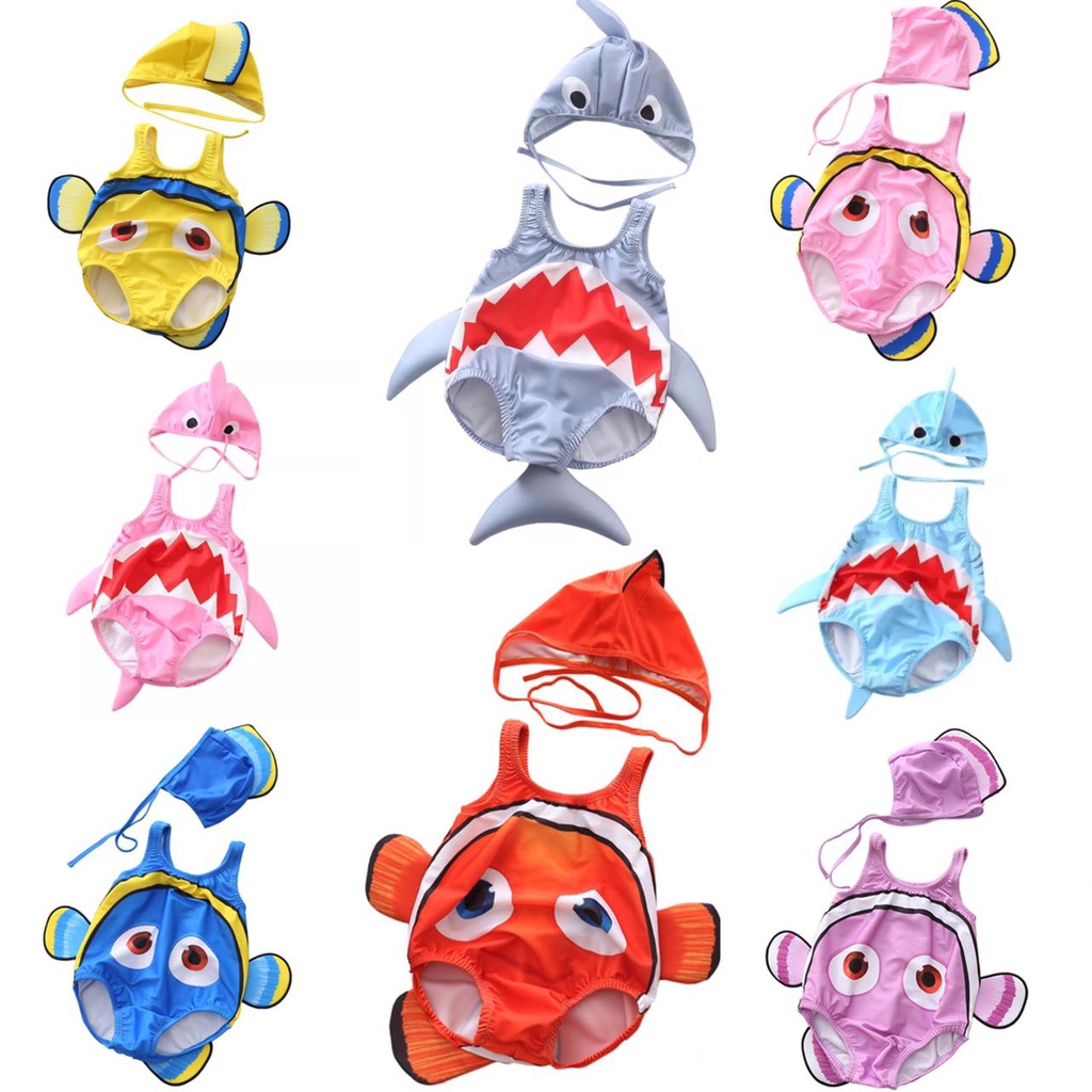 BAJU RENANG ANAK LAKI-LAKI DAN PEREMPUAN MODEL BABY SHARK DAN FINDING NEMO JUMPSUIT JU