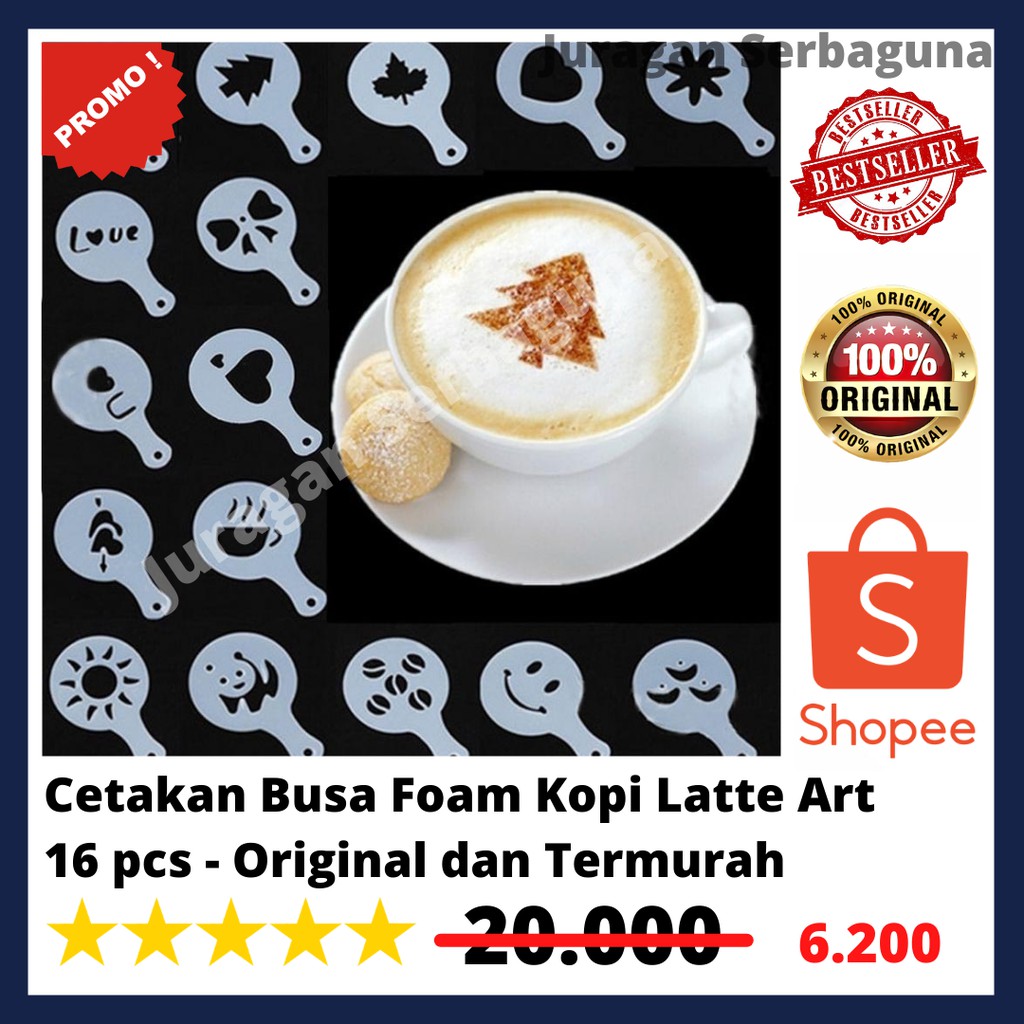 Cetakan Busa Foam Kopi Latte Art 16 pcs - Original dan Termurah