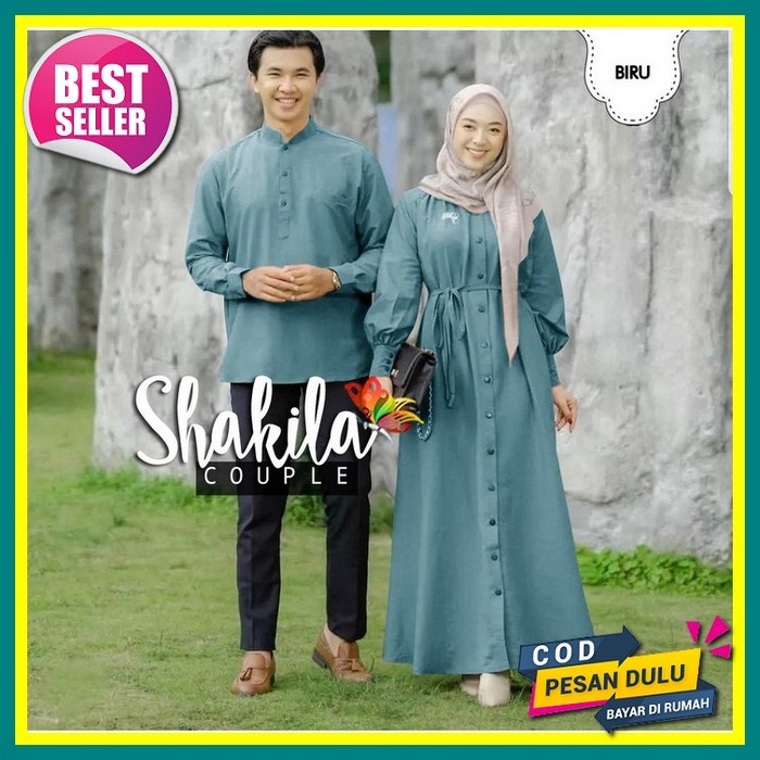 Promo Baju Couple Suami Istri Gamis Couple 2022 Modern Lebaran Ekinian Jumbo Gamis Lebaran Terbaru 2