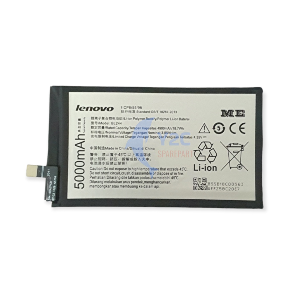 BATERAI LENOVO P1 TURBO / BL244 ORIGINAL OEM / BATREI BATRAI BATRE BATERE