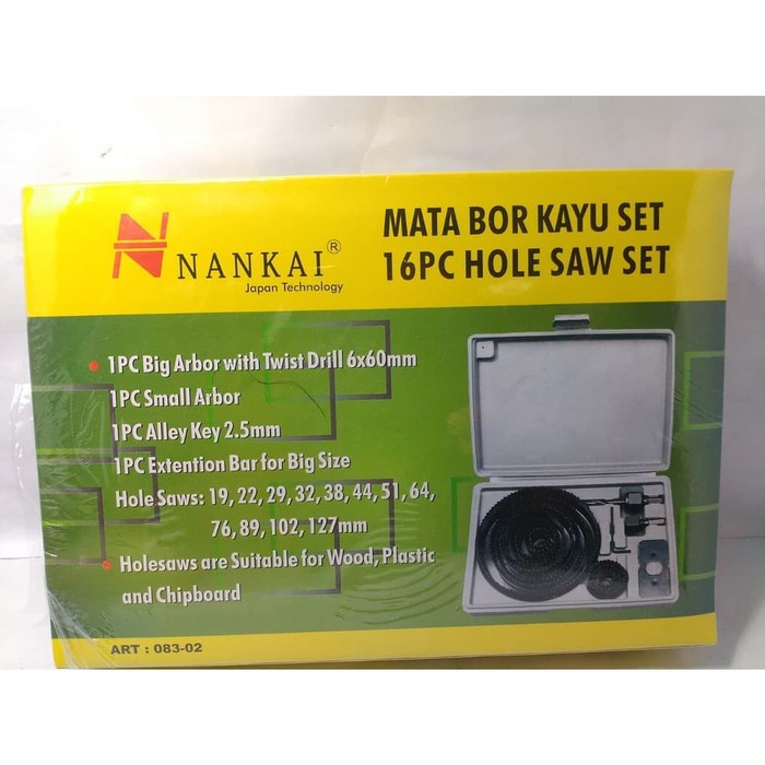 Mata Bor Kayu Bulat 16Pcs - Hole Saw Set NANKAI
