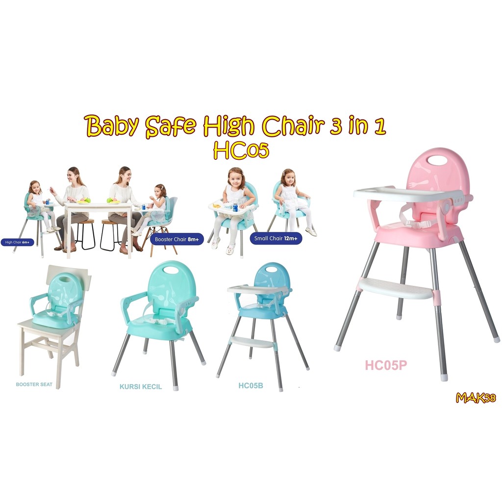 MAK58 BABY SAFE HIGH CHAIR 3 IN 1 HC05 KURSI MAKAN ANAK