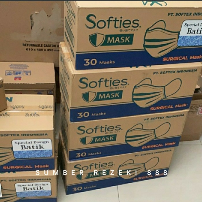 MASKER SOFTIES 3 PLY SURGICAL MASK ISI 50PCS NEW AND SEGEL - SURGICAL ISI 30