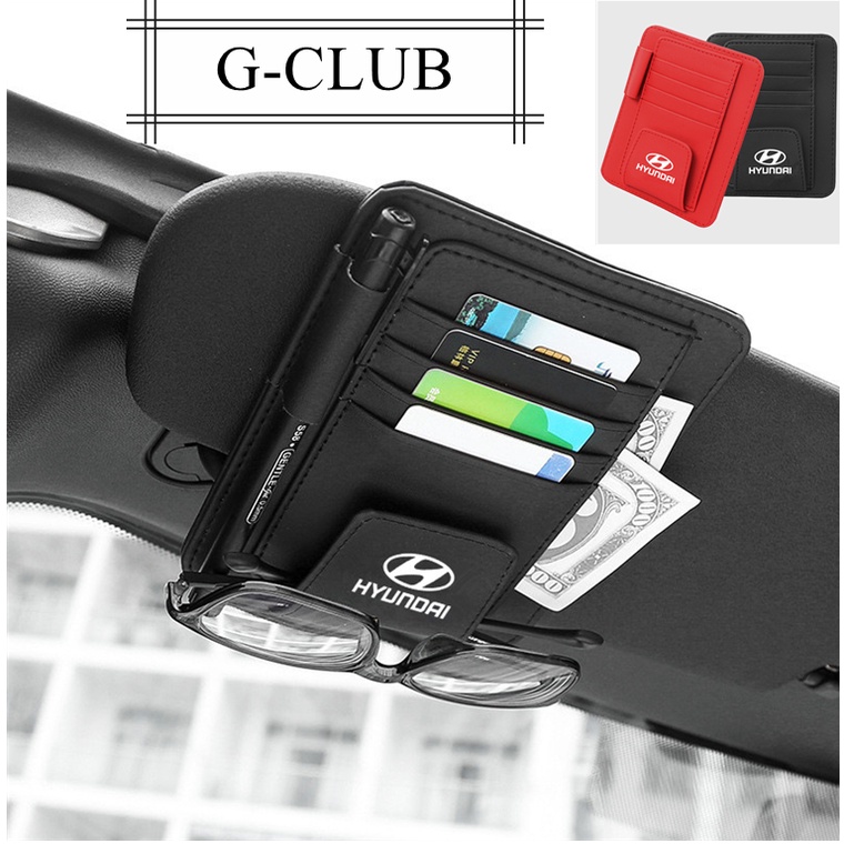 Hyundai Tas Pouch Organizer CD DVD Kacamata Pen Bahan Kulit Untuk Sun Visor Mobil