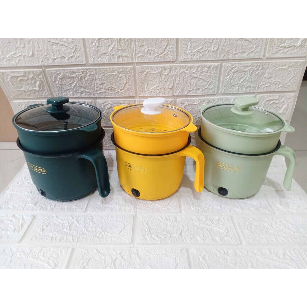 Panci Multifungsi Portable Aesthetic Korea Putih Polos / Panci Listrik Elektrik Serbaguna / Pans Panci Listrik Pot Electric Multi Cooker