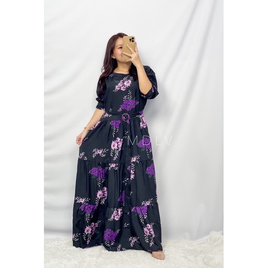 MDLV ~ 04420 Karina Floral Maxi Dress Premium Gamis Maxi Dress Muslim Fashion Muslim Fashion Import